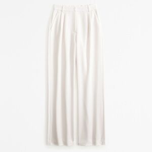 Abercrombie & Fitch Linen Off-White Wide Leg Pants